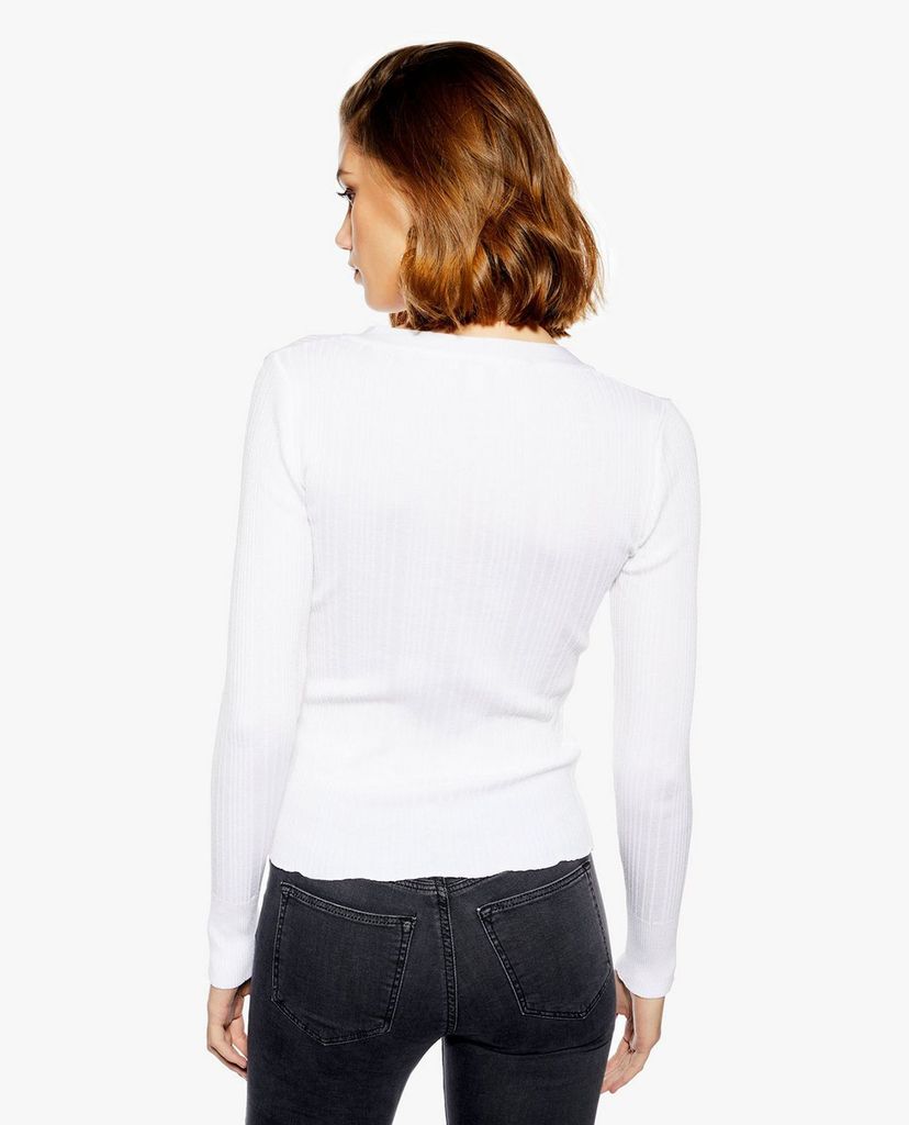 TOPSHOP - Áo kiểu nữ phom ôm tay dài Hammered Button Knitted