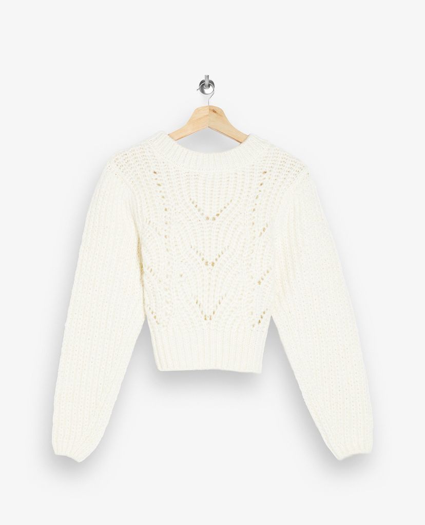 TOPSHOP - Áo len nữ tay dài Ivory Mixed Sleeve Knitted