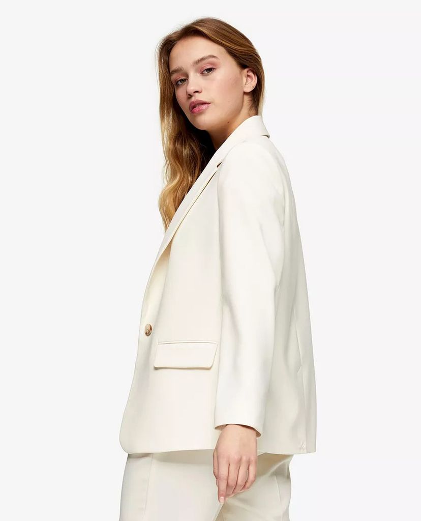 TOPSHOP - Áo blazer nữ PETITE Ivory Crepe Single Breasted
