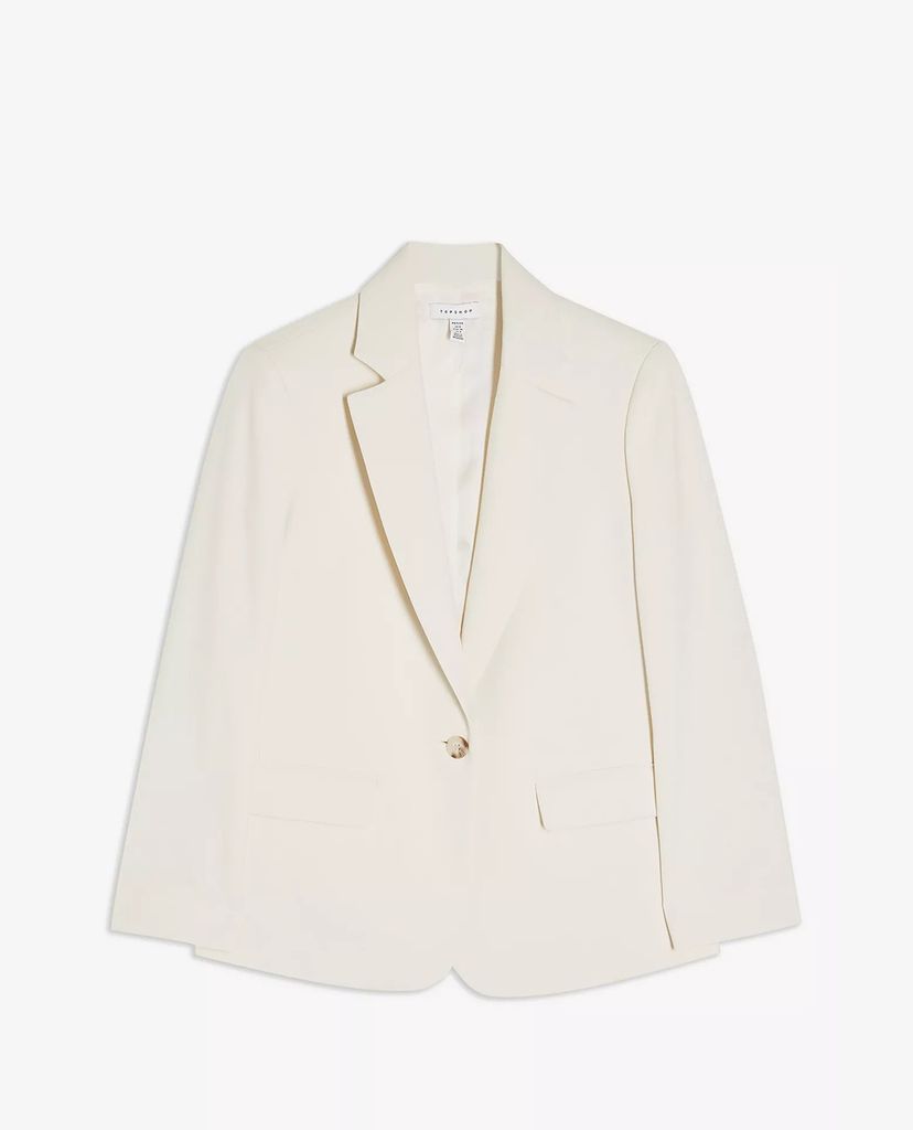 TOPSHOP - Áo blazer nữ PETITE Ivory Crepe Single Breasted