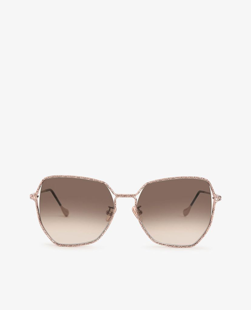 CHARLES & KEITH - Kính mát nữ gọng đa giác Rimless Butterfly
