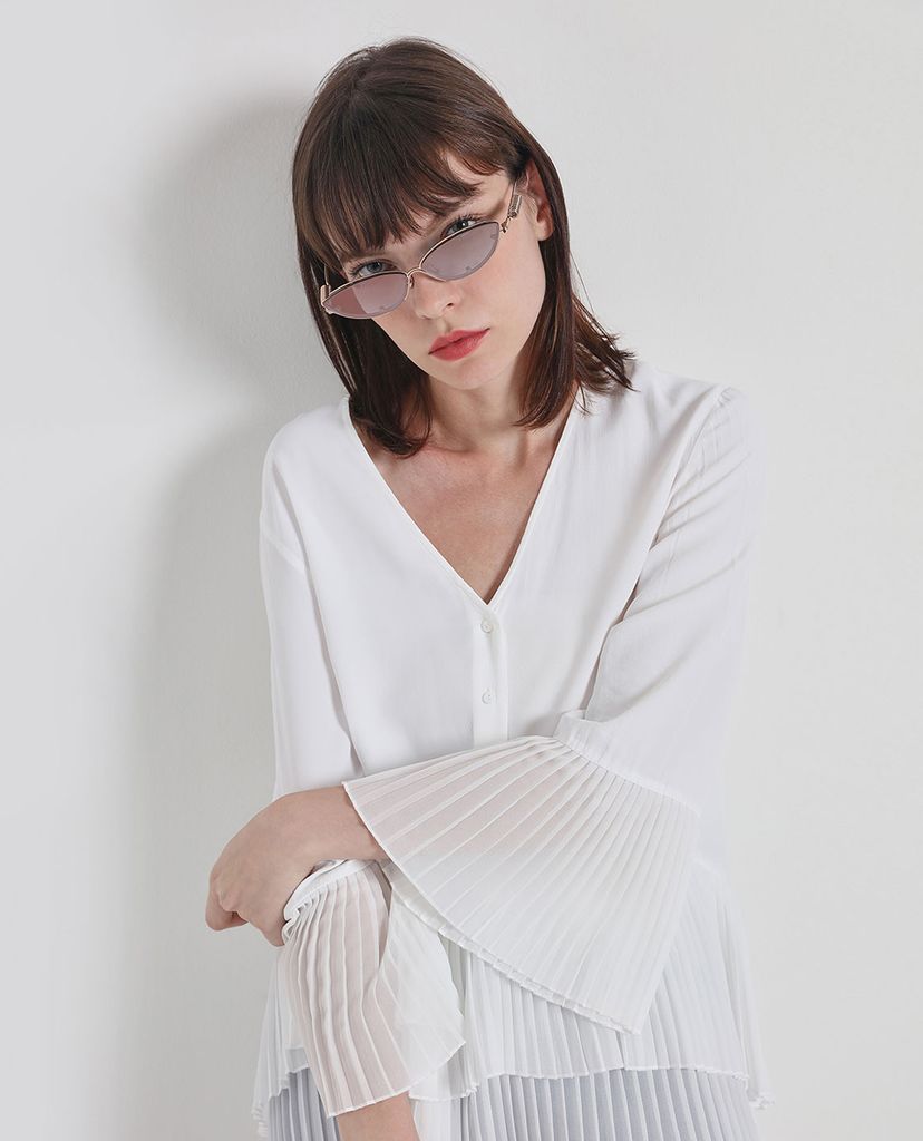 CHARLES & KEITH - Kính mát nữ mắt mèo Double Frame Cat Eye
