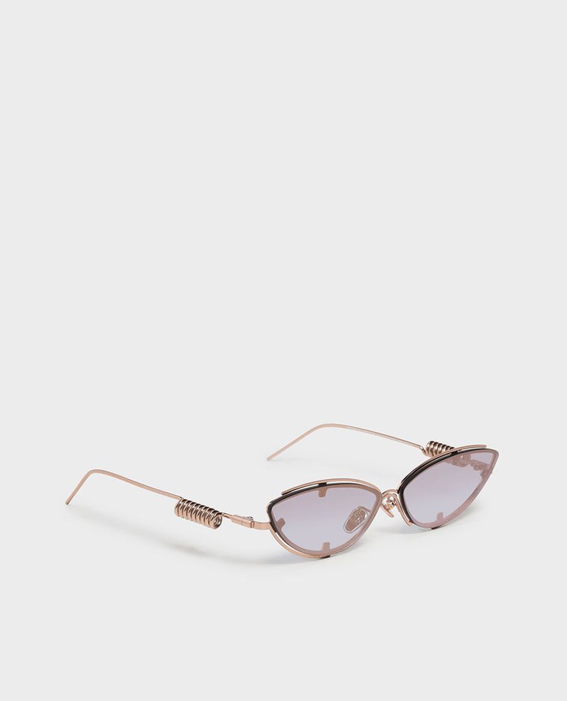 CHARLES & KEITH - Kính mát nữ mắt mèo Double Frame Cat Eye