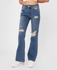 GIGI - Quần jeans nữ ống loe rách gối thời trang