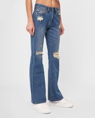 GIGI - Quần jeans nữ ống loe rách gối thời trang