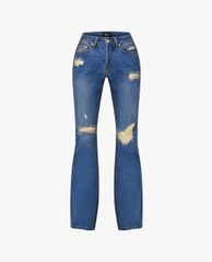 GIGI - Quần jeans nữ ống loe rách gối thời trang