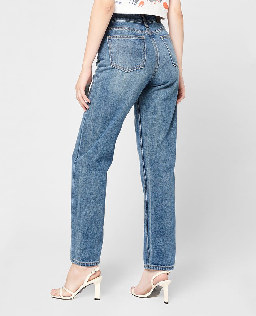 GIGI - Quần jeans nữ denim phom suông wash bạc thời trang Daddy