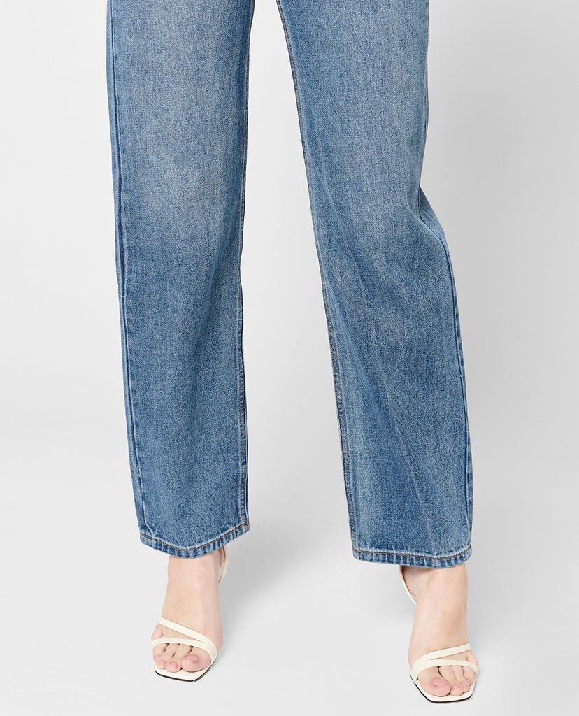GIGI - Quần jeans nữ denim phom suông wash bạc thời trang Daddy