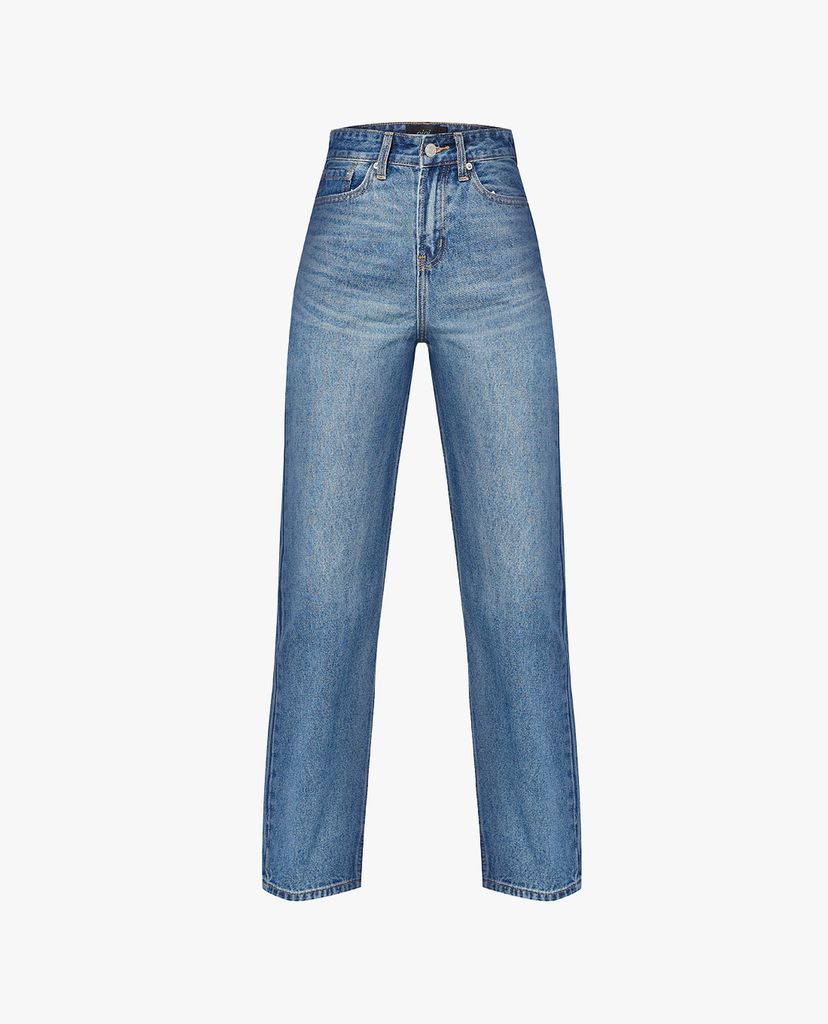 GIGI - Quần jeans nữ denim phom suông wash bạc thời trang Daddy