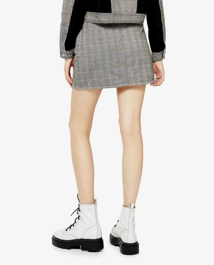 TOPSHOP - Chân váy mini phối thắt lưng Black & White Check Buckle