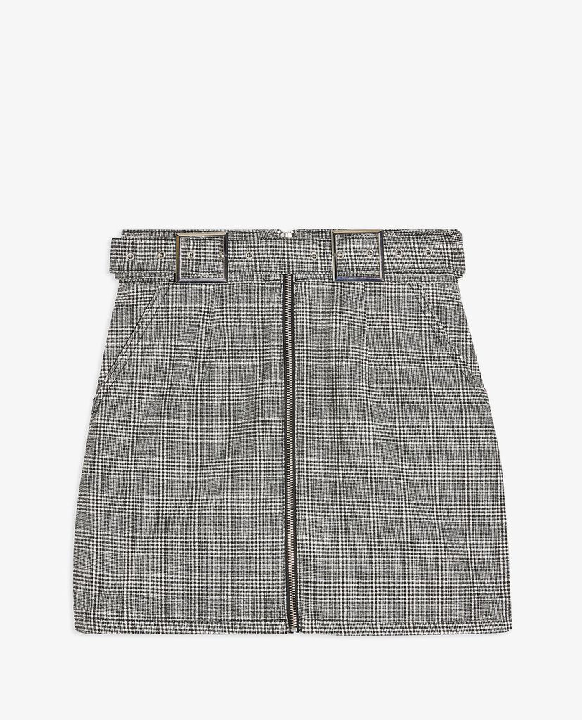TOPSHOP - Chân váy mini phối thắt lưng Black & White Check Buckle