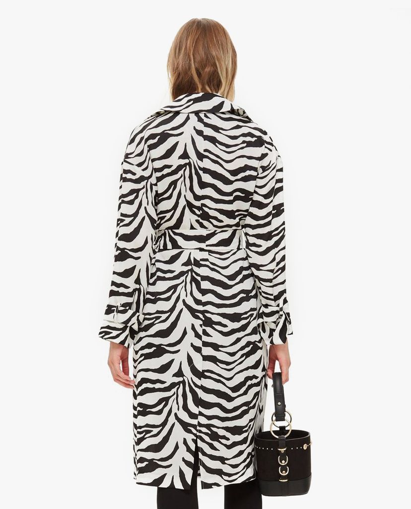 TOPSHOP - Áo blazer nữ tay dài phối thắt lưng Zebra Print Duster