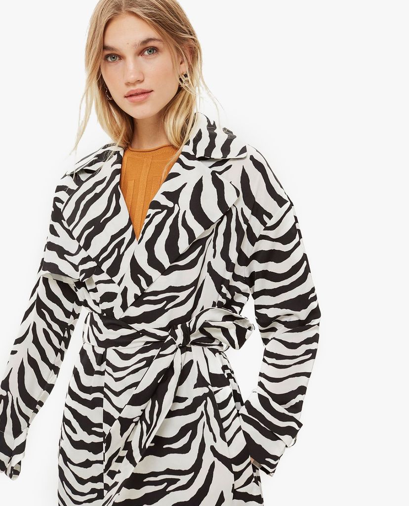 TOPSHOP - Áo blazer nữ tay dài phối thắt lưng Zebra Print Duster
