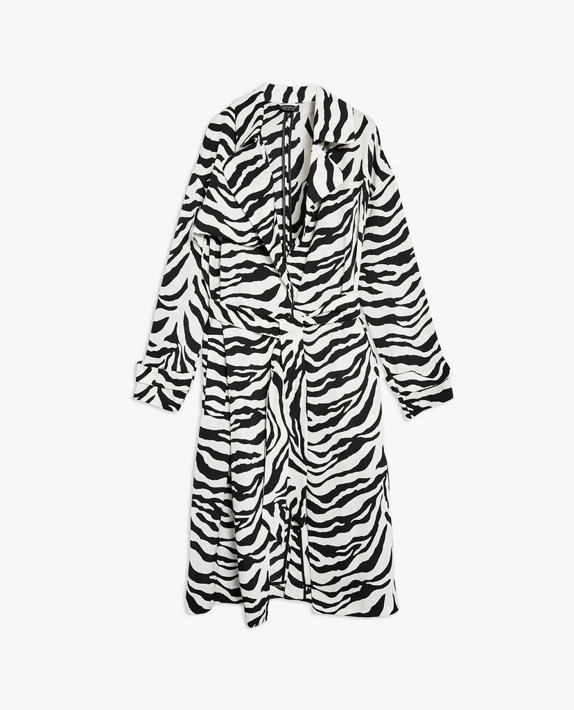 TOPSHOP - Áo blazer nữ tay dài phối thắt lưng Zebra Print Duster