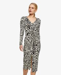 TOPSHOP - Đầm midi phom ôm tay dài Zebra Print Twist Tie