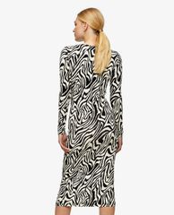 TOPSHOP - Đầm midi phom ôm tay dài Zebra Print Twist Tie