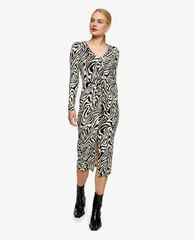 TOPSHOP - Đầm midi phom ôm tay dài Zebra Print Twist Tie