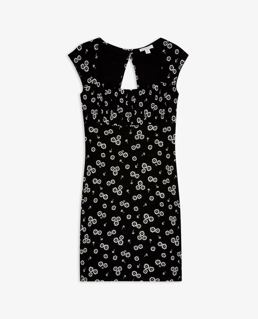 TOPSHOP - Đầm mini cổ vuông Lime Black And White Neck Bodycon