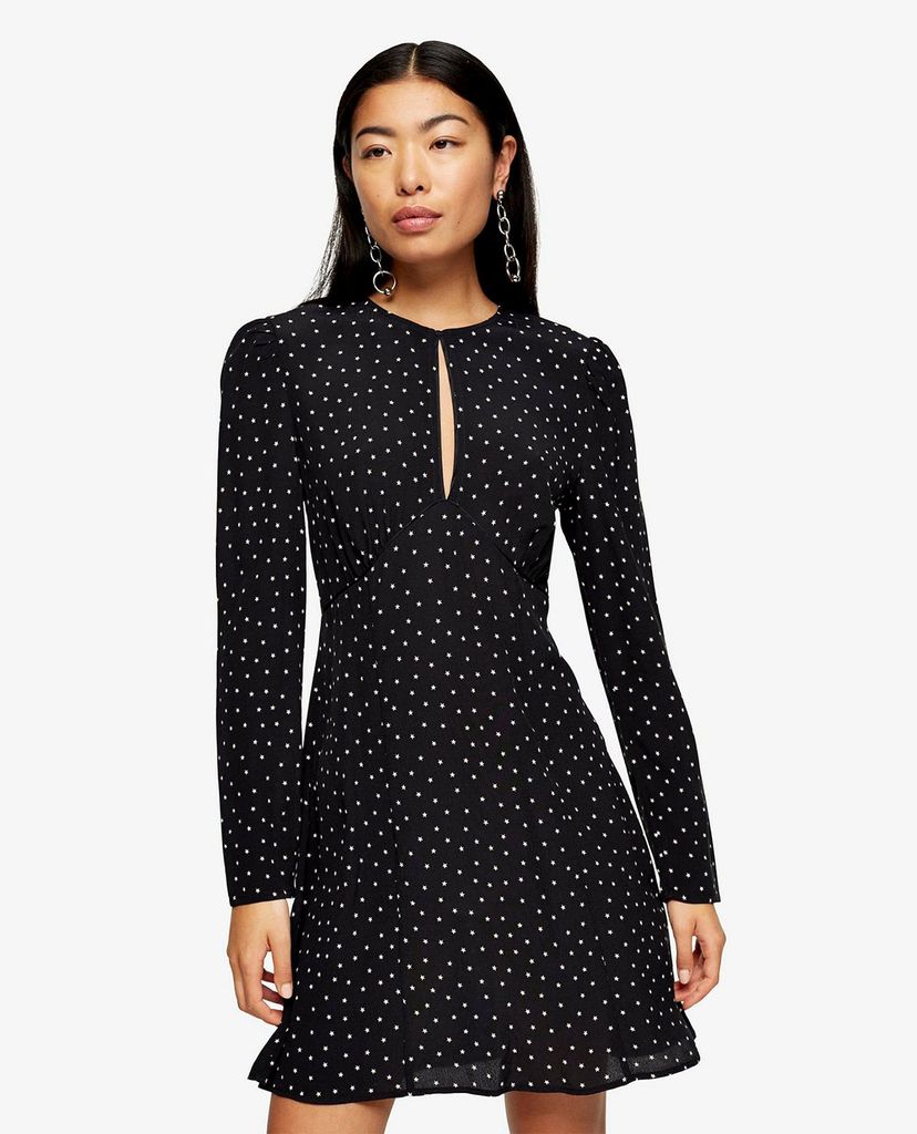 TOPSHOP - Đầm mini cổ tròn tay dài Piped Keyhole