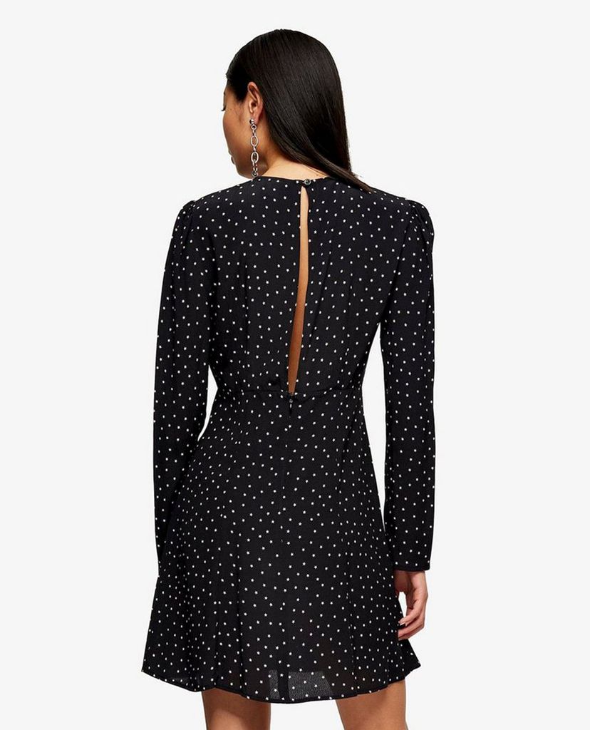 TOPSHOP - Đầm mini cổ tròn tay dài Piped Keyhole