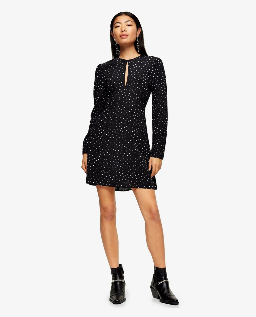 TOPSHOP - Đầm mini cổ tròn tay dài Piped Keyhole