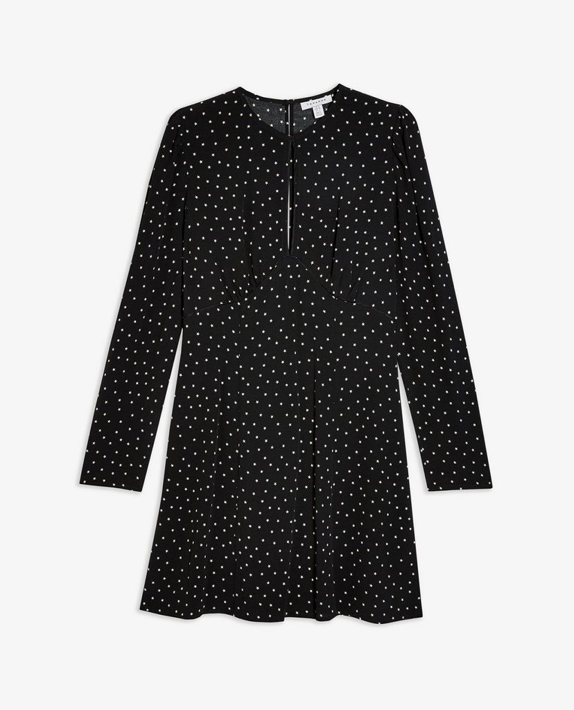 TOPSHOP - Đầm mini cổ tròn tay dài Piped Keyhole