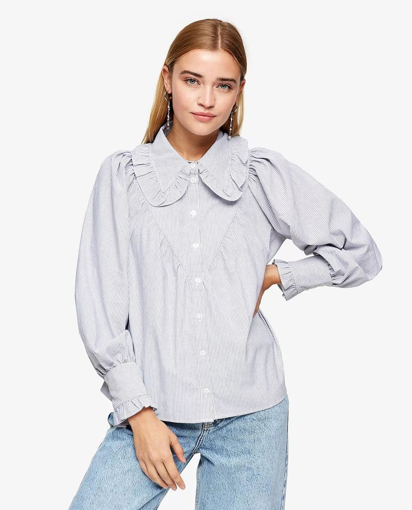 TOPSHOP - Áo sơ mi cổ sen tay dài Star Collar Ruffle
