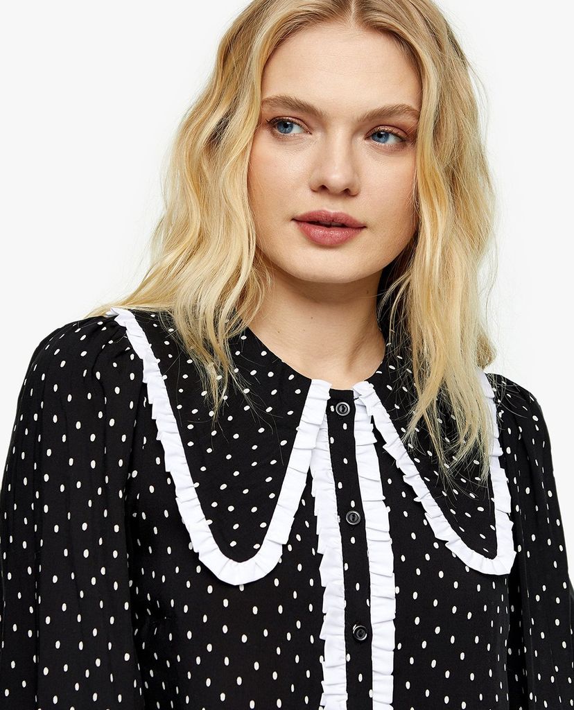 TOPSHOP - Áo kiểu nữ tay dài cổ bẻ Oversized Collared