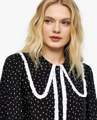 TOPSHOP - Áo kiểu nữ tay dài cổ bẻ Oversized Collared