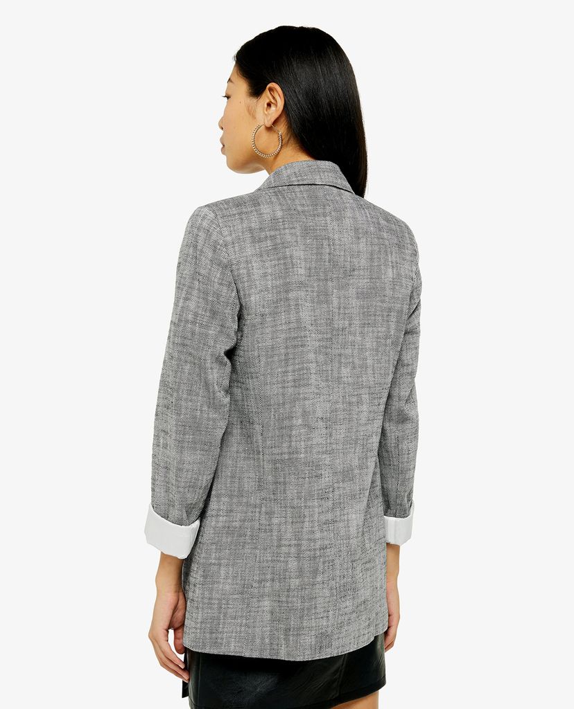 TOPSHOP - Áo blazer nữ dáng dài Black And White Double Breasted