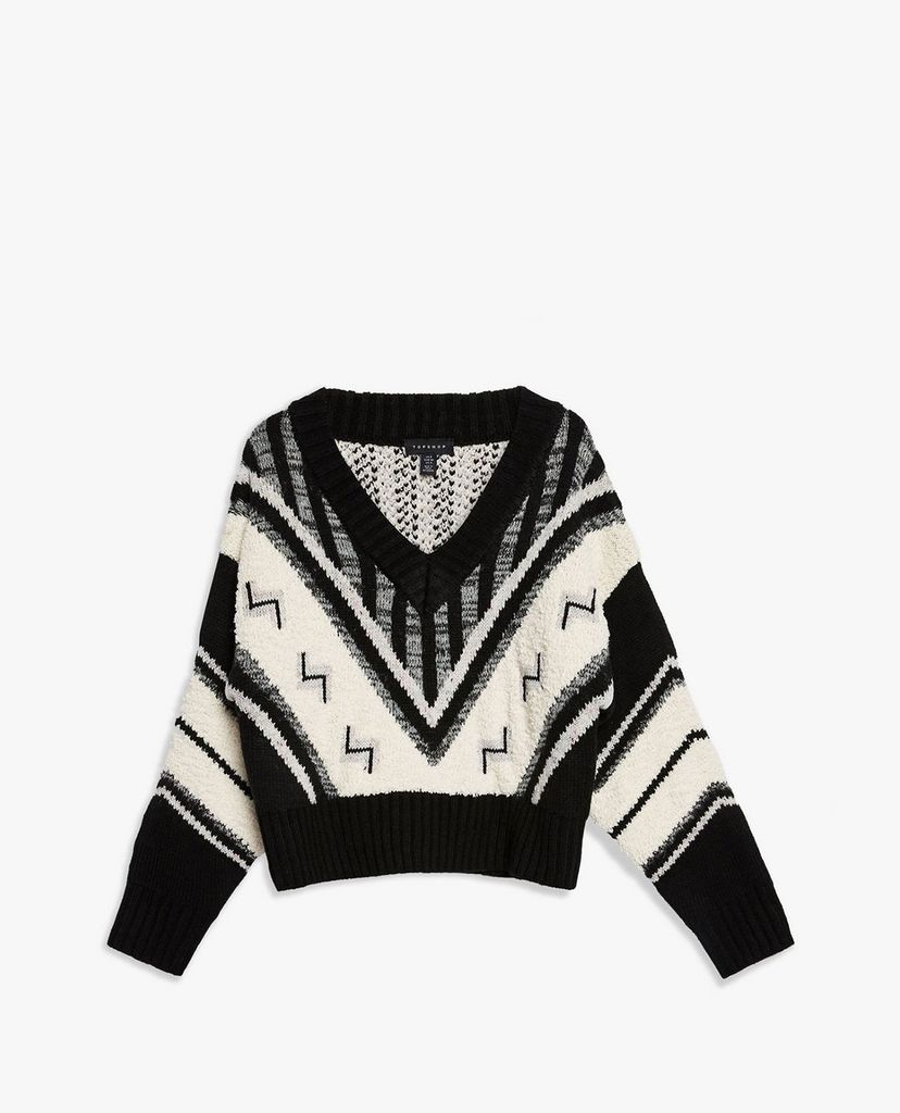 TOPSHOP - Áo len nữ cổ V tay dài phom suông thời trang