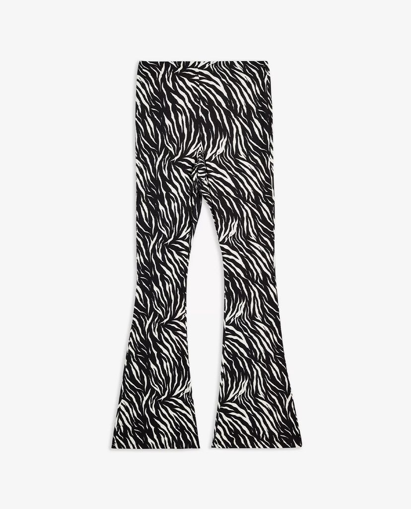 TOPSHOP - Quần kiểu nữ ống loe PETITE Black & White Zebra Print Crinkle Flared