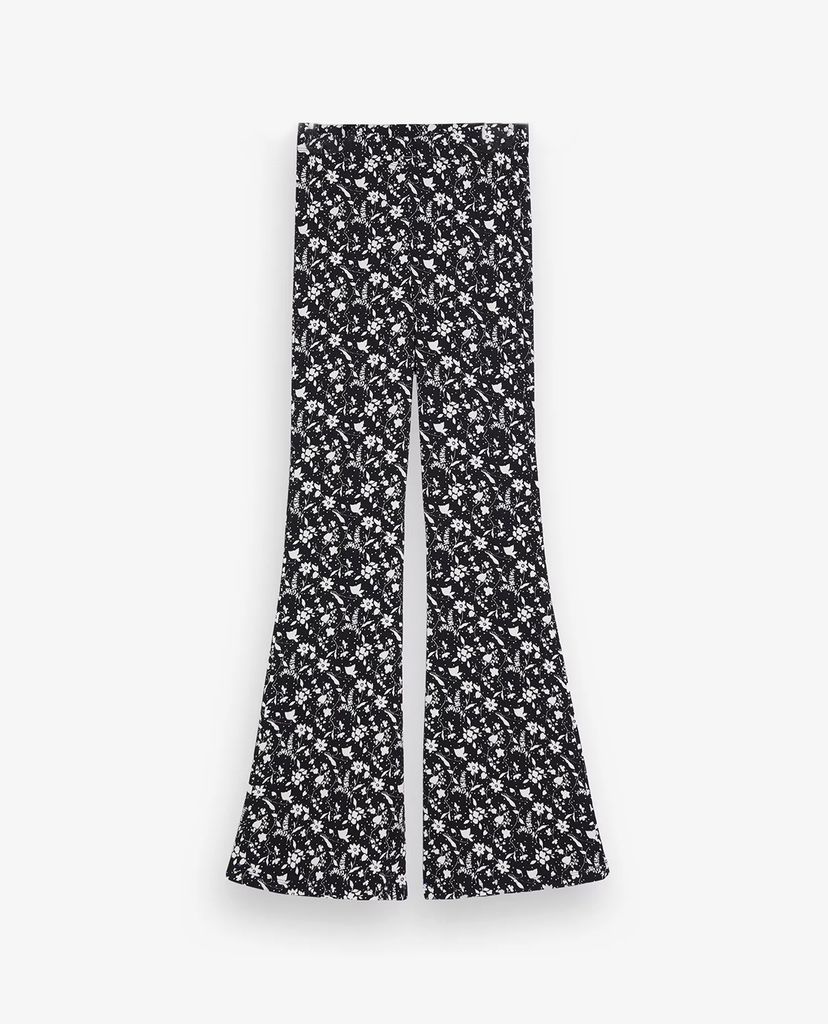 TOPSHOP - Quần kiểu nữ ống loe PETITE Black & White Floral Print Flare