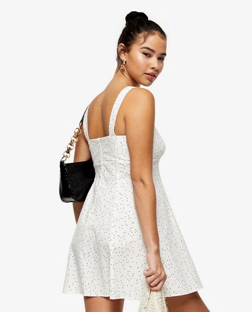 TOPSHOP - Đầm mini hai dây PETITE Black & White Strappy