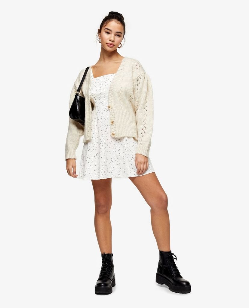 TOPSHOP - Đầm mini hai dây PETITE Black & White Strappy