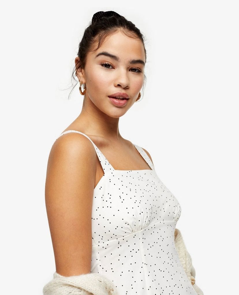 TOPSHOP - Đầm mini hai dây PETITE Black & White Strappy