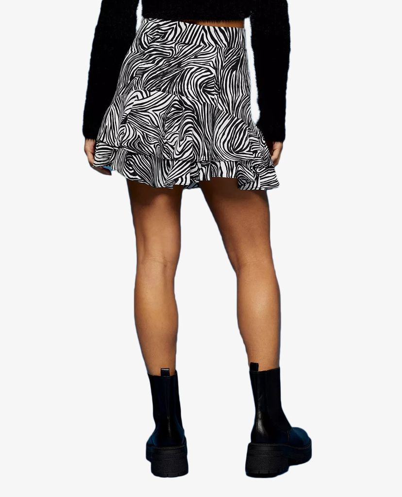 TOPSHOP - Chân váy mini phối bèo PETITE Zebra Print Ruffle