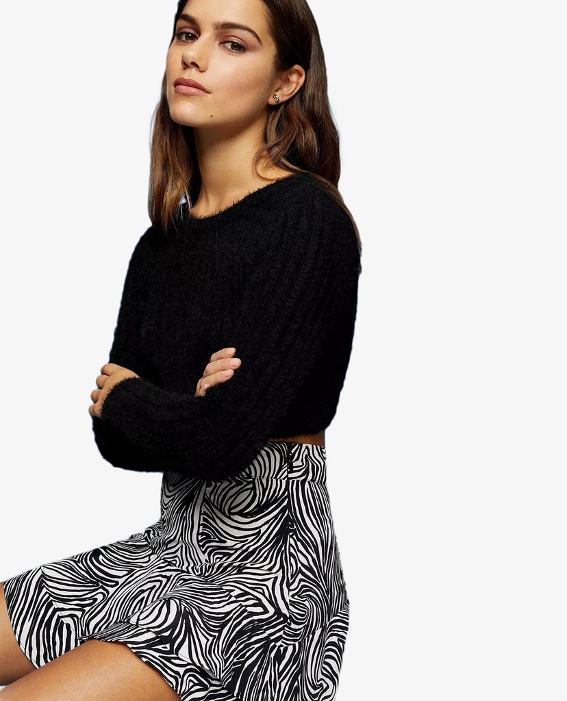 TOPSHOP - Chân váy mini phối bèo PETITE Zebra Print Ruffle