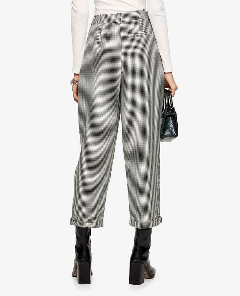 TOPSHOP - Quần kiểu nữ lưng cao phom suông Houndstooth Check Ovoid