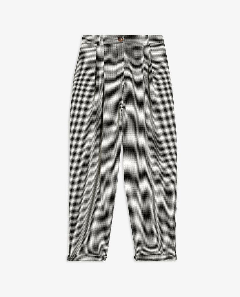 TOPSHOP - Quần kiểu nữ lưng cao phom suông Houndstooth Check Ovoid