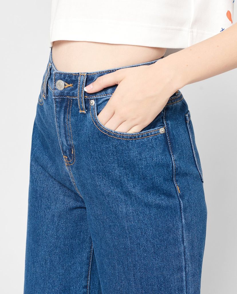 GIGI - Quần jeans nữ denim lưng cao ống rộng thời trang