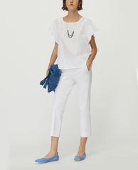 MAX&Co. - Áo kiểu nữ cổ tròn ngắn tay Poplin With Bow Back