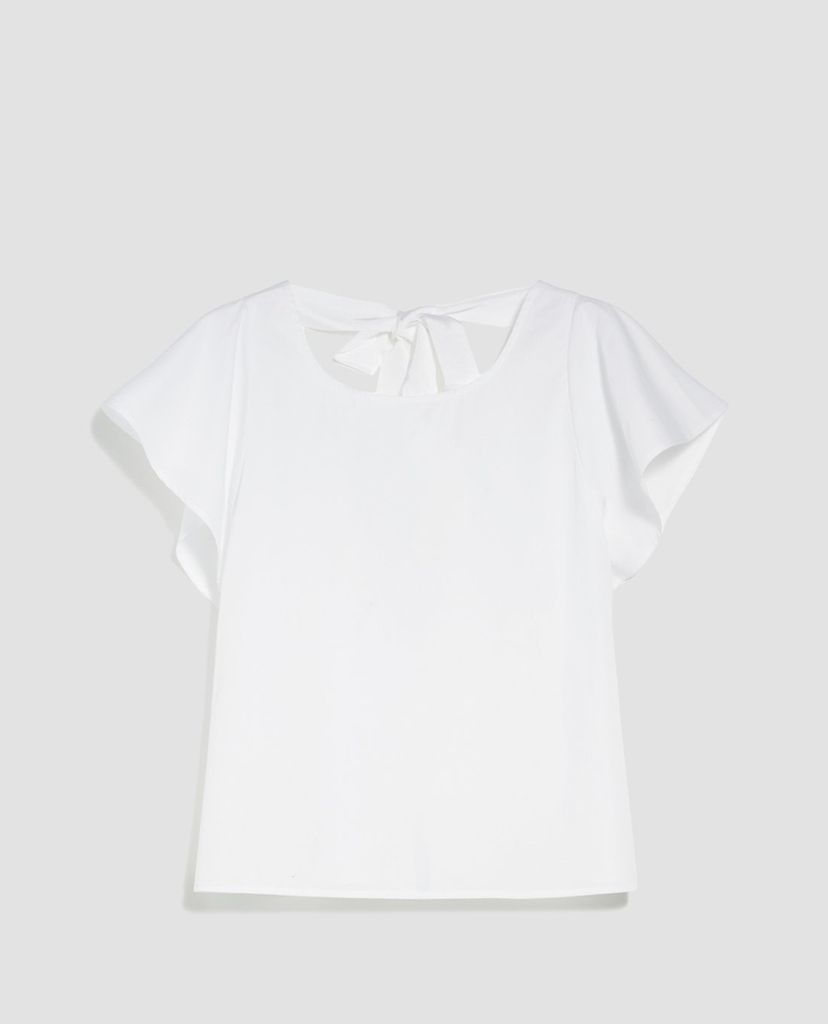 MAX&Co. - Áo kiểu nữ cổ tròn ngắn tay Poplin With Bow Back