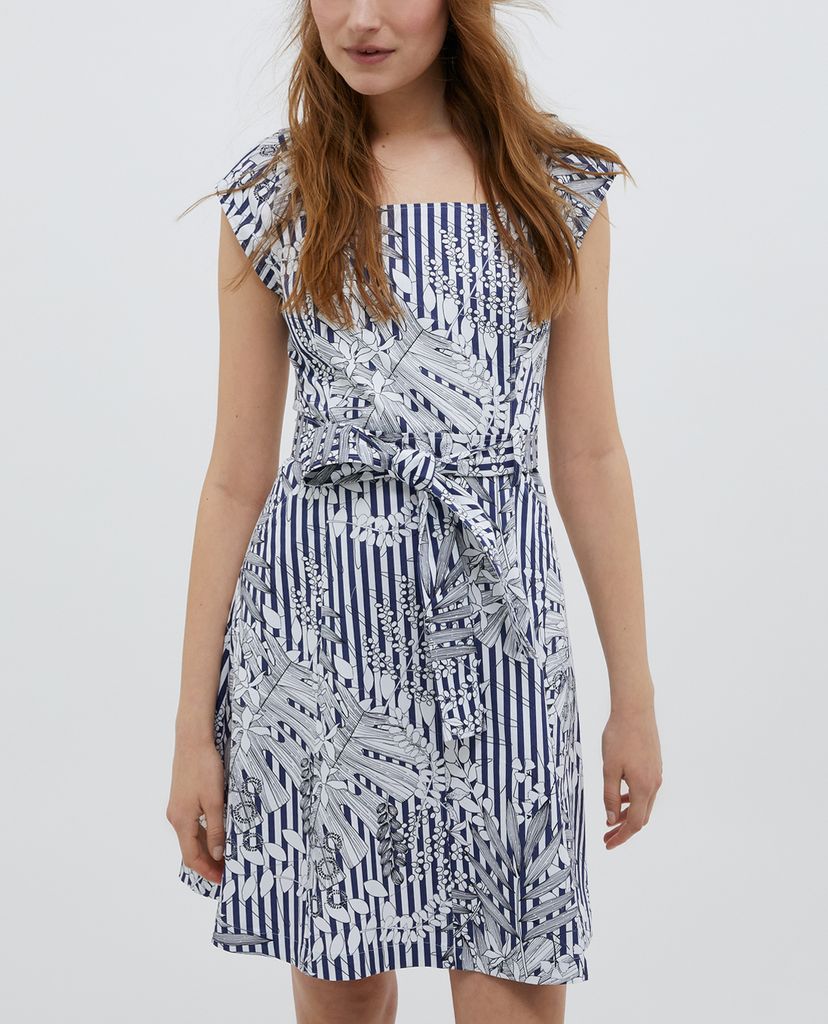 MAX&Co. - Đầm mini cổ vuông ngắn tay Cotton Gabardine