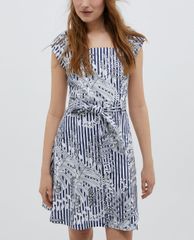 MAX&Co. - Đầm mini cổ vuông ngắn tay Cotton Gabardine