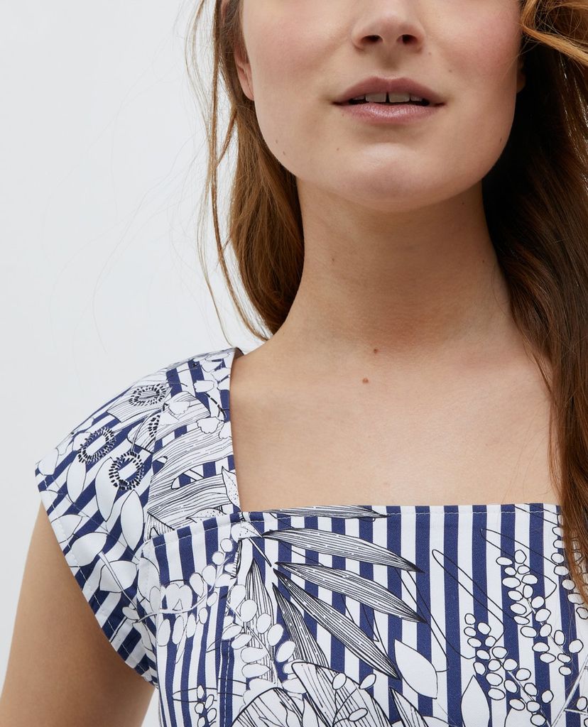 MAX&Co. - Đầm mini cổ vuông ngắn tay Cotton Gabardine
