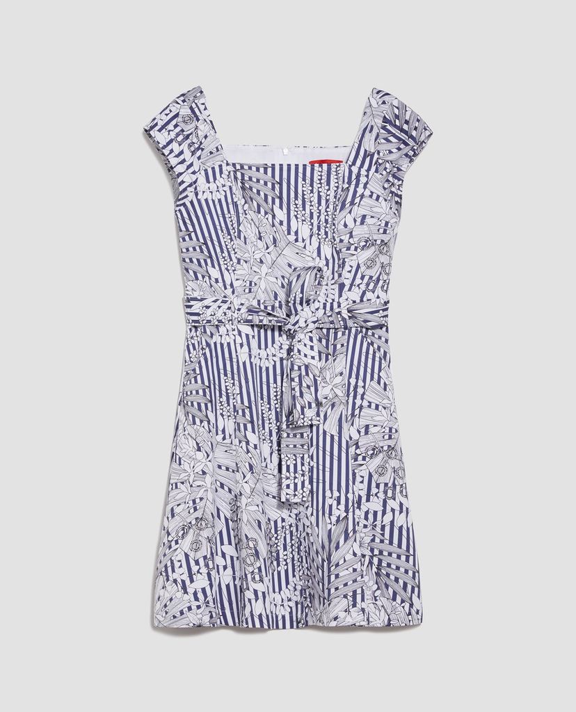 MAX&Co. - Đầm mini cổ vuông ngắn tay Cotton Gabardine