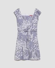 MAX&Co. - Đầm mini cổ vuông ngắn tay Cotton Gabardine