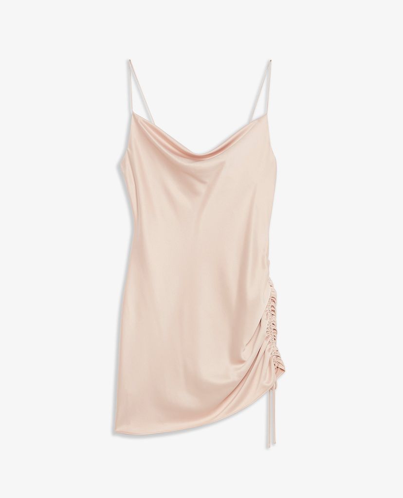 TOPSHOP - Đầm mini hai dây rút dây Blush Pink Ruched