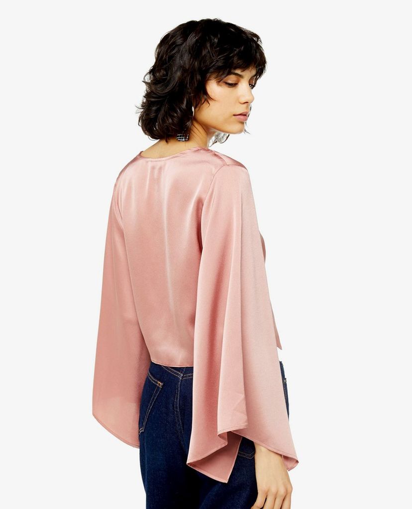 TOPSHOP - Áo kiểu nữ cổ V tay dài Pink Kimono Sleeve